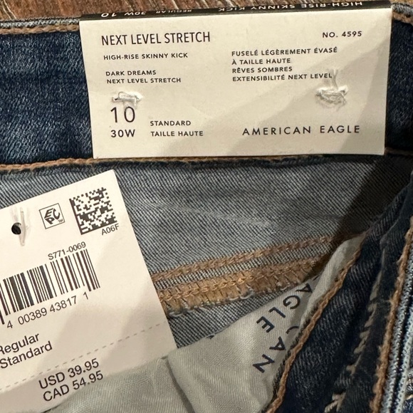 American Eagle Bootcut High Ruse Skinny Kick Jeans with Hand Sewn On Patches - Picture 3 of 8